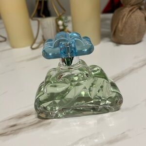 Elegant Glass Perfume Bottle with Blue and Green Accents